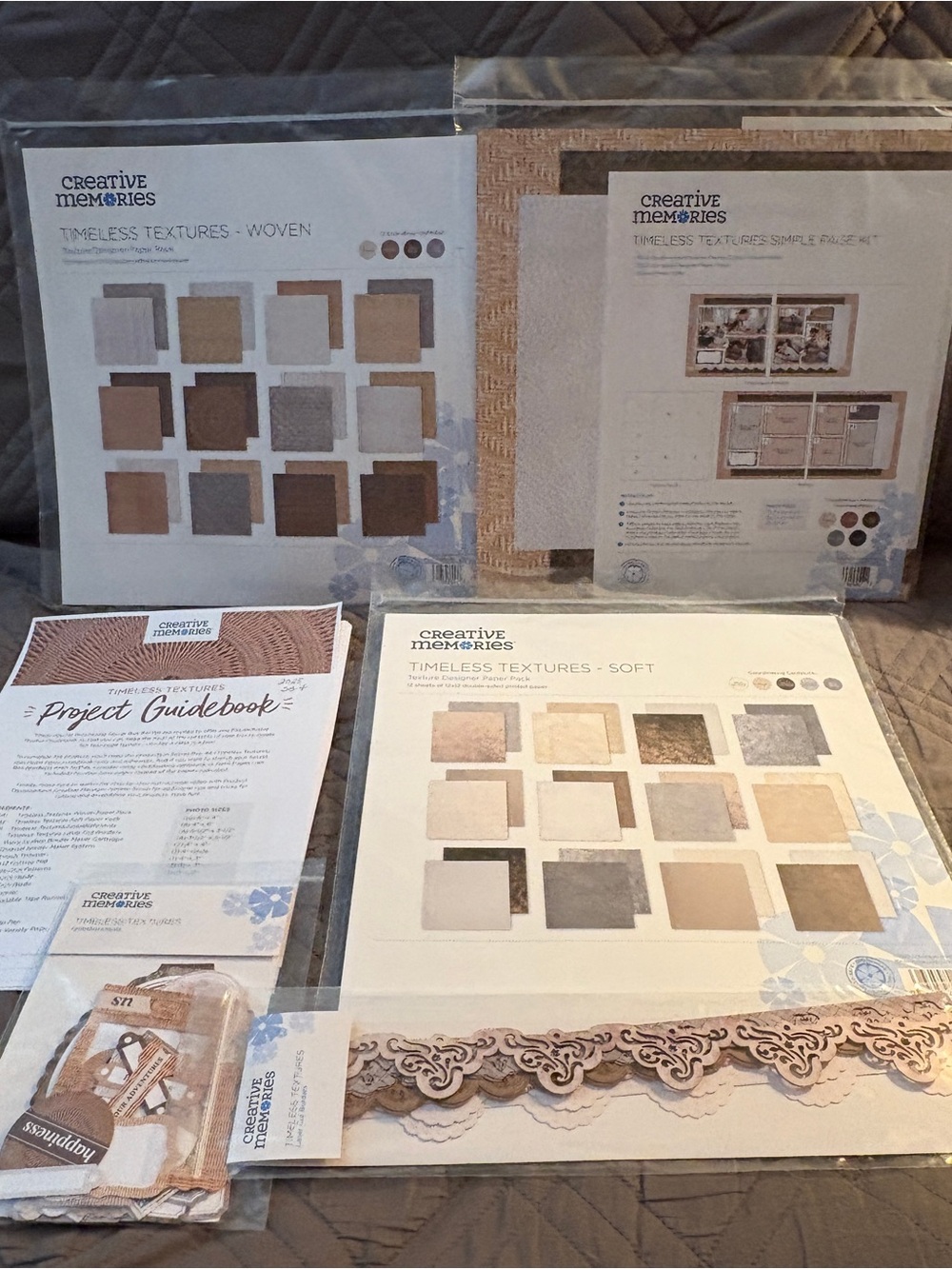 Creative Memories Timeless Textures Simple Page Kit - beige, cream, white, brown